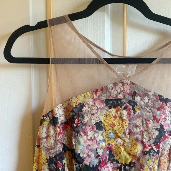 Anthropologie Zehavale Mesh Top Mini Dress Watercolor Floral Size US 6 - Picture 4 of 7